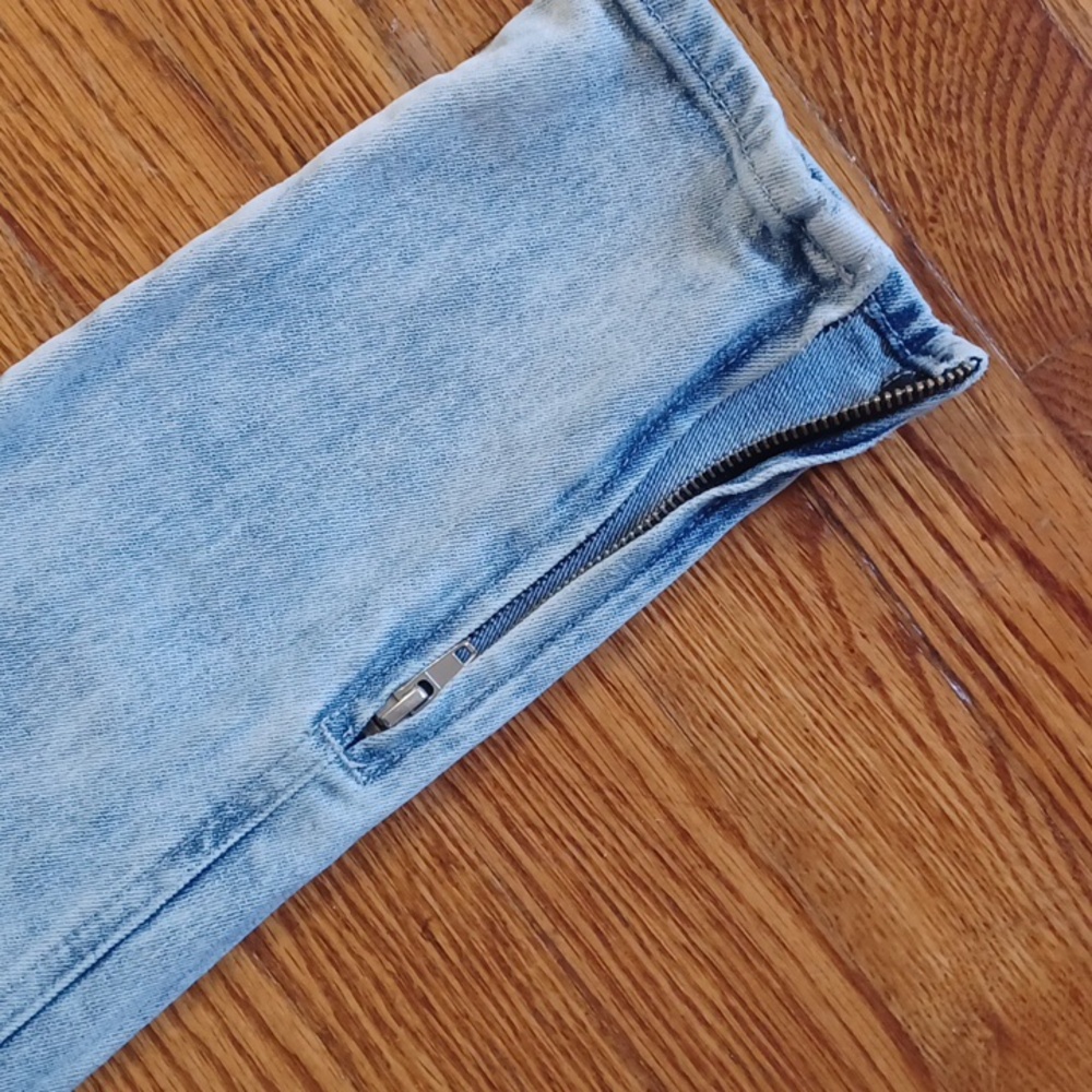 PacSun - Mens 29X30 Stacked/Distressed Light Wash Skinny Jeans Zippered Ankles - Picture 9 of 11